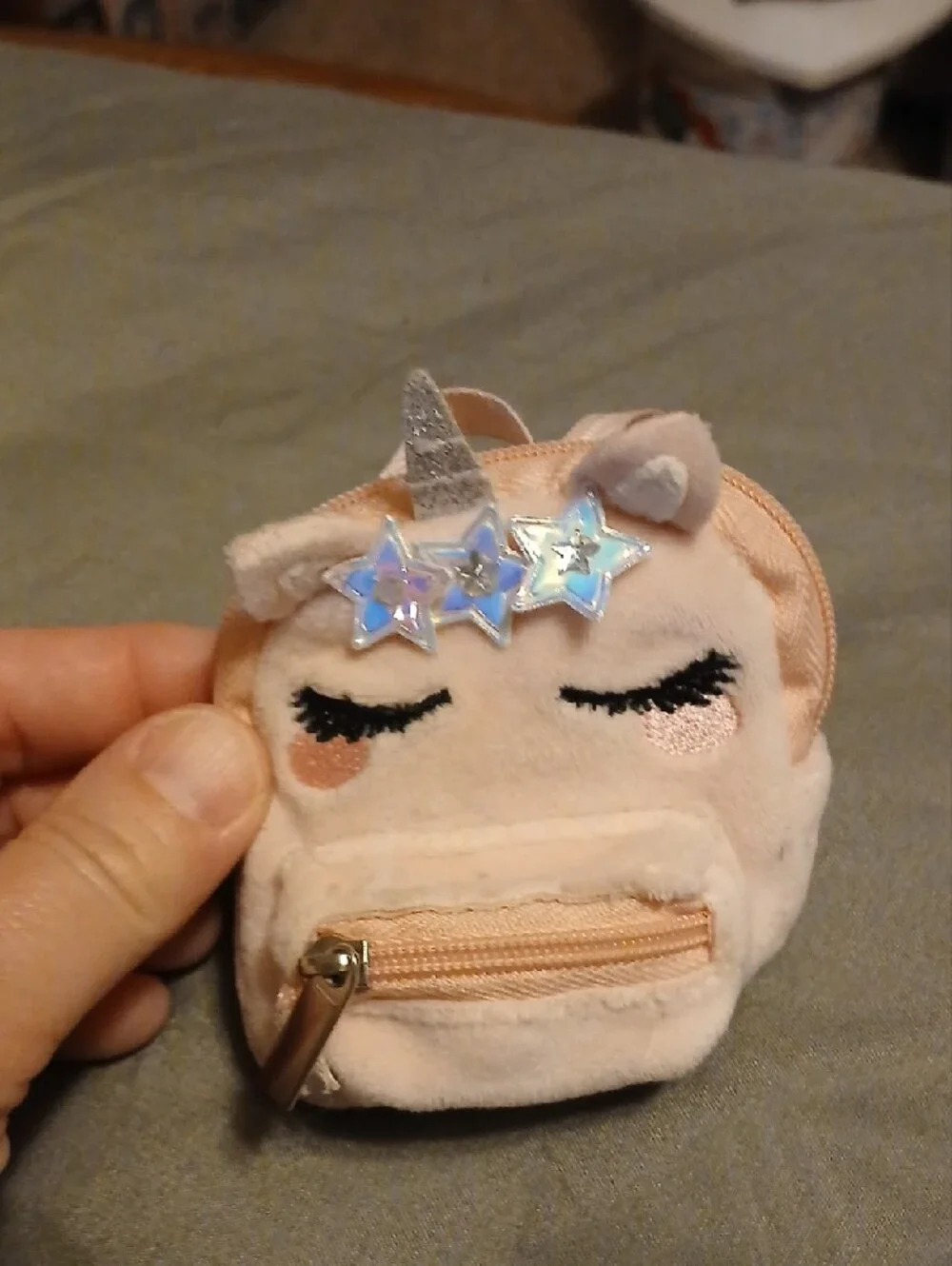 Kids Plush Unicorn Coin Pouch Keychain - Pink